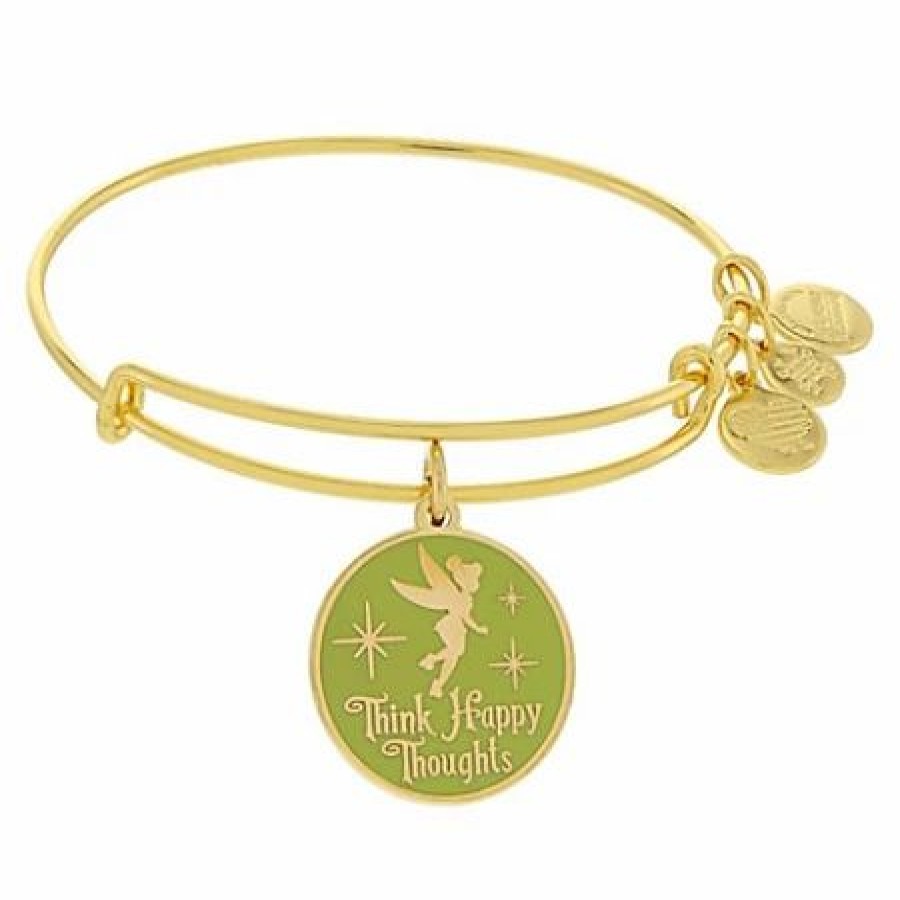 Alex And Ani * | Best Deal Disney Alex & Ani Bracelet Tinker Bell Happy Thoughts Gold