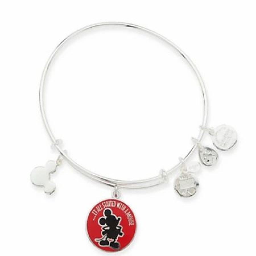 Alex And Ani * | Hot Sale Disney Alex And Ani Charm Bracelet Started With A Mouse Silver