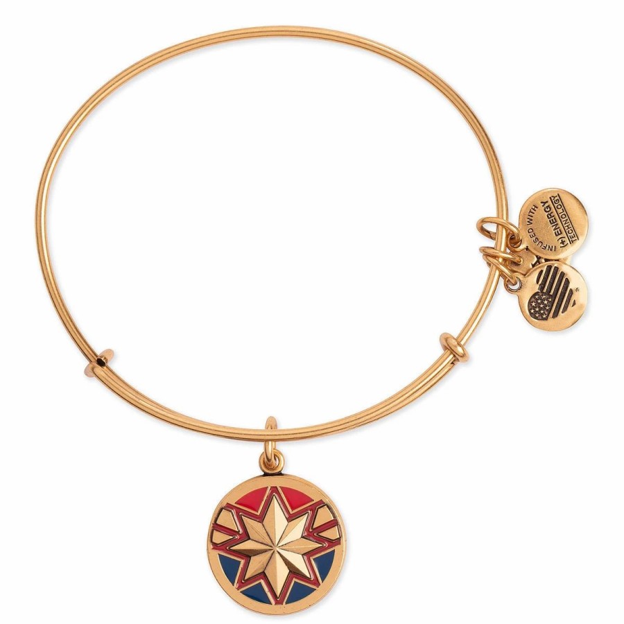 Alex And Ani * | Buy Disney Alex & Ani Bracelet Captain Marvel Gold