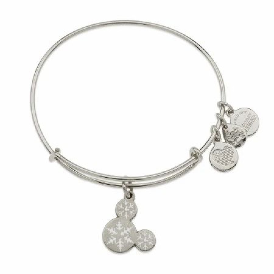 Alex And Ani * | Cheap Disney Alex And Ani Bracelet Mickey Snowflake Icon Silver