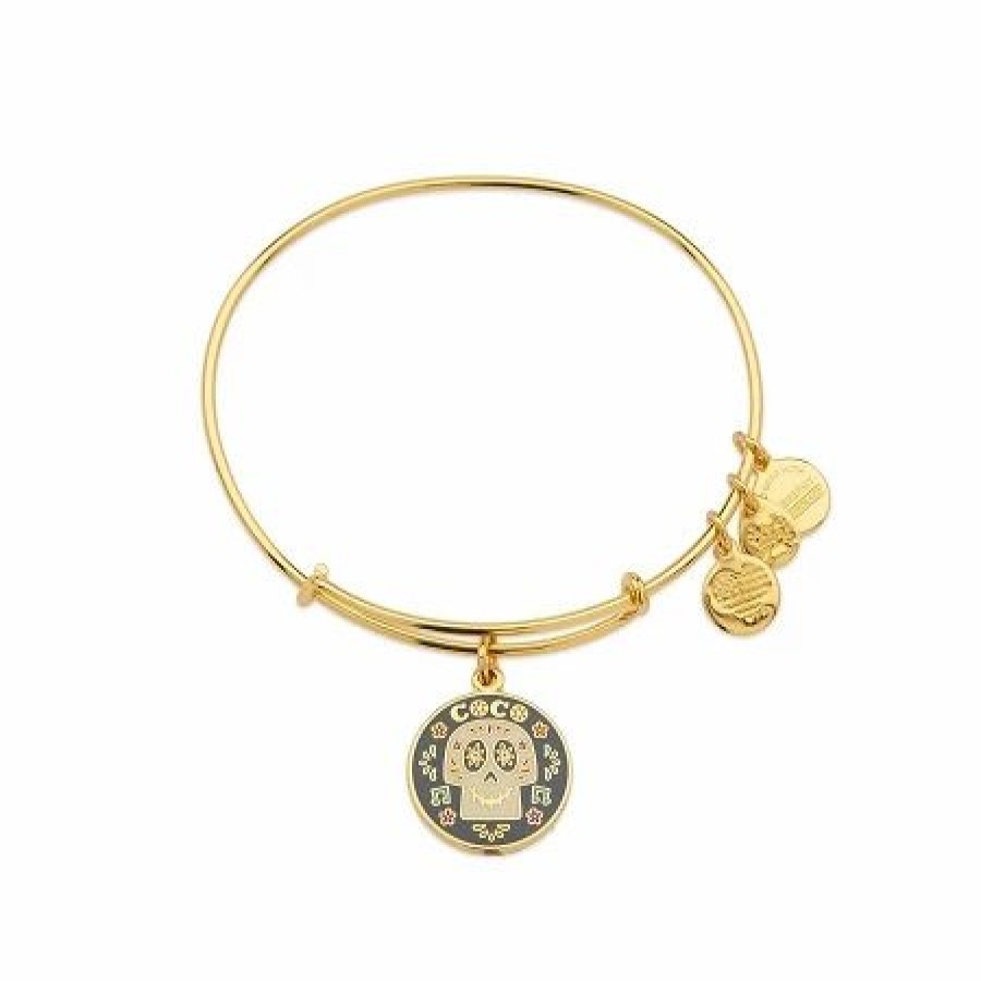 Alex And Ani * | Best Pirce Disney Alex And Ani Bracelet Coco Skull Gold