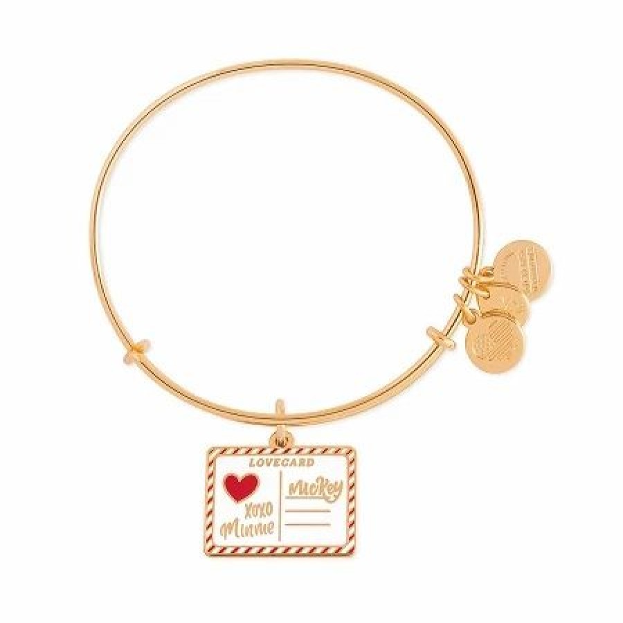 Alex And Ani * | Best Reviews Of Disney Alex And Ani Bracelet Mickey And Minnie Postcard Gold