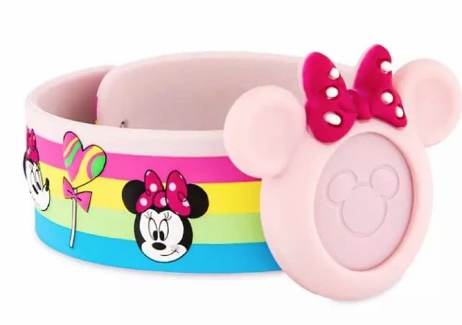 Magic Bands * | Discount Disney Magic Band Slap Bracelet Minnie Mouse Rainbow