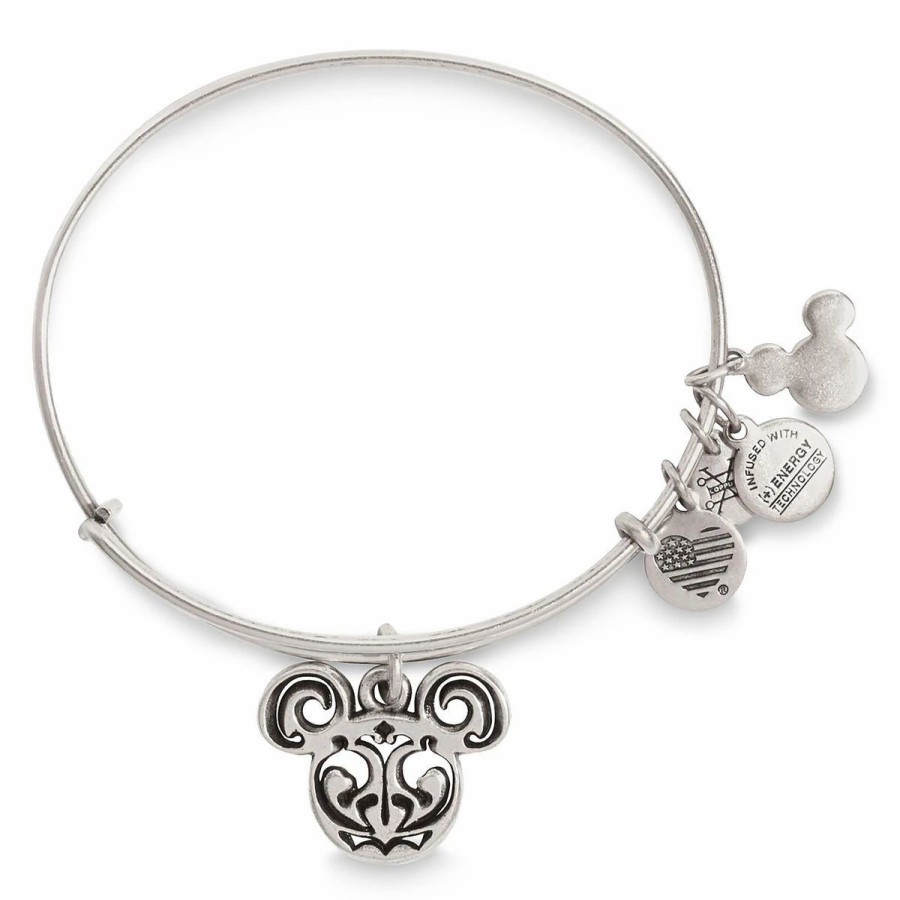 Alex And Ani * | Best Deal Disney Alex & Ani Bracelet Filigreed Mickey Icon Bangle Silver