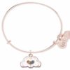 Alex And Ani * | Brand New Disney Alex & Ani Bracelet Rainbow Mickey Mouse Heart Rose Gold