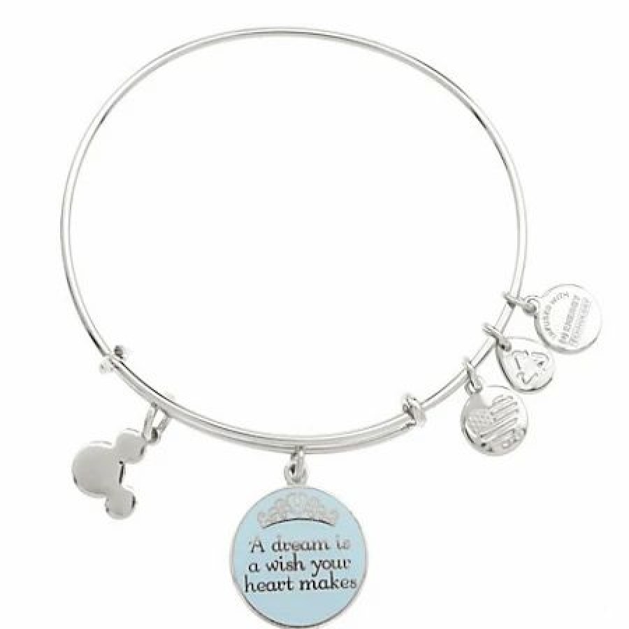 Alex And Ani * | Outlet Disney Alex And Ani Charm Bracelet A Dream Is A Wish Silver