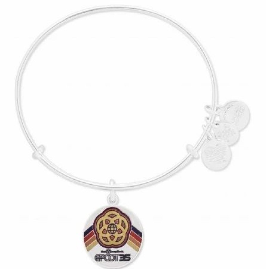 Alex And Ani * | Discount Disney Alex And Ani Bracelet Epcot 35Th Anniversary Silver