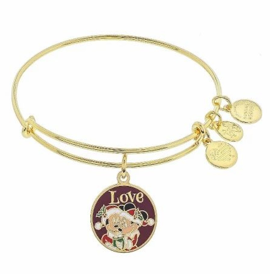 Alex And Ani * | Best Deal Disney Alex And Ani Bracelet Santa Mickey And Minnie Gold