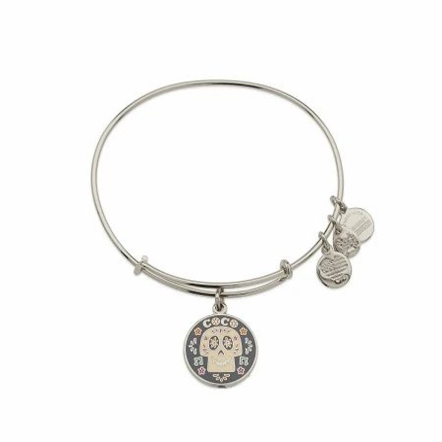 Alex And Ani * | Cheap Disney Alex And Ani Bracelet Coco Skull Silver