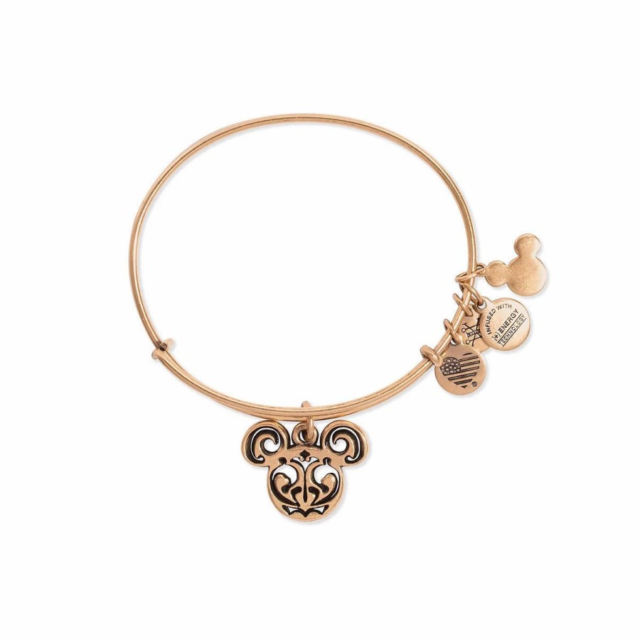 Alex And Ani * | Hot Sale Disney Alex & Ani Bracelet Filigreed Mickey Icon Bangle Gold