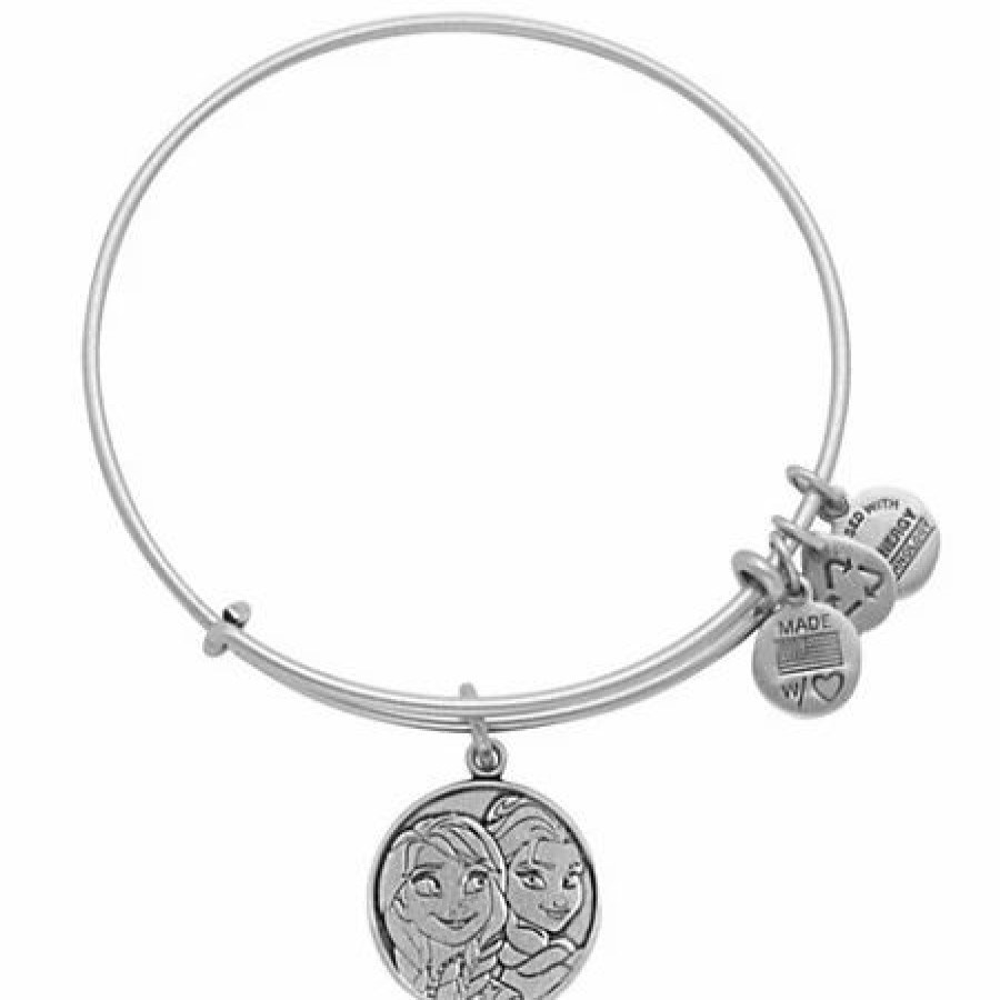 Alex And Ani * | New Disney Alex And Ani Charm Bracelet Elsa And Anna Silver