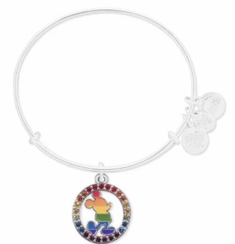 Alex And Ani * | Best Deal Disney Alex & Ani Bracelet Rainbow Mickey Mouse Silver