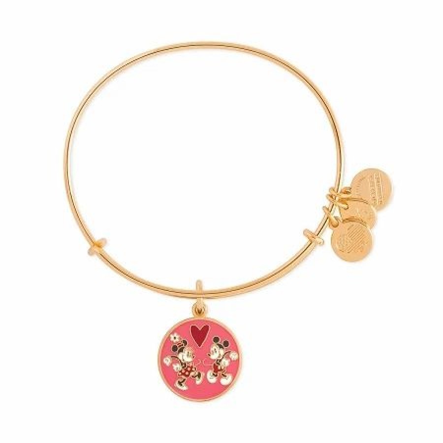 Alex And Ani * | Deals Disney Alex And Ani Bracelet Mickey And Minnie Love Gold