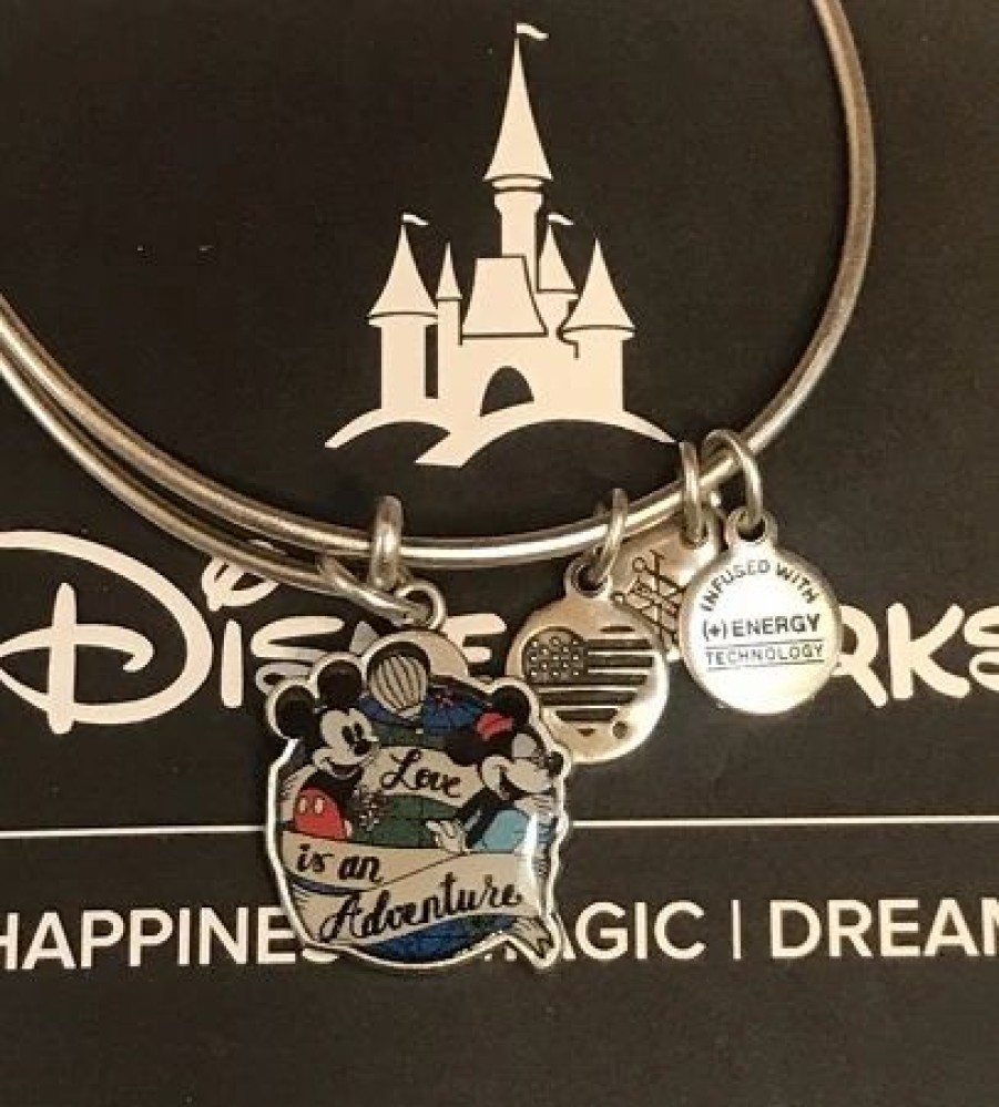 Alex And Ani * | Cheap Disney Alex And Ani Bracelet Love Is An Adventure Silver