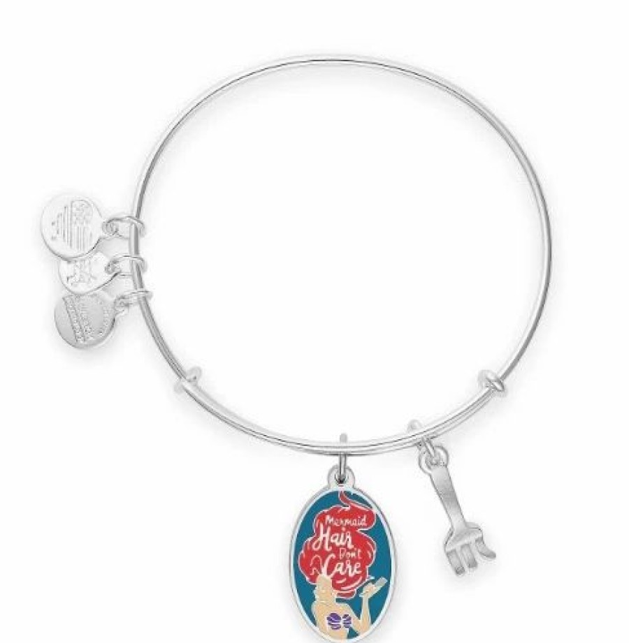 Alex And Ani * | Budget Disney Alex & Ani Bracelet Ariel And Dinglehopper Silver