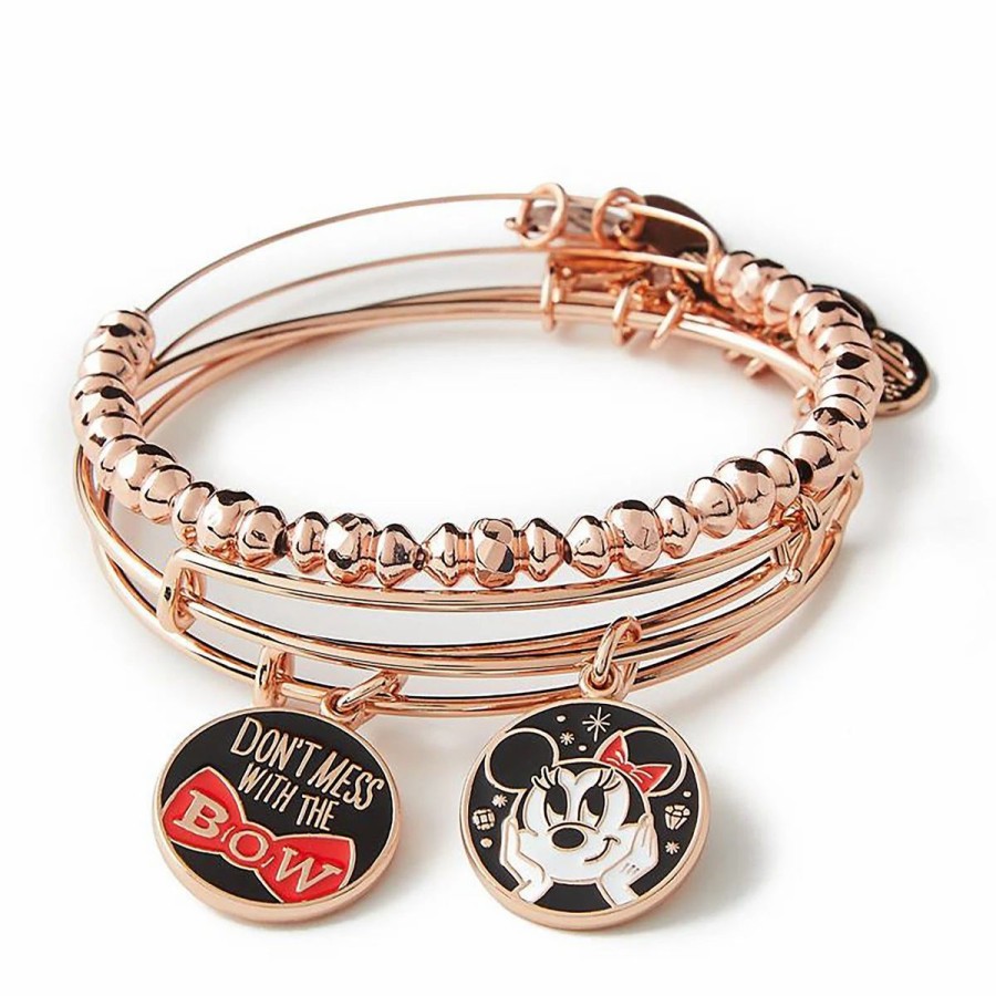 Alex And Ani * | Cheap Disney Alex & Ani Bracelet Set Minnie Mouse Don'T Mess With The Bow